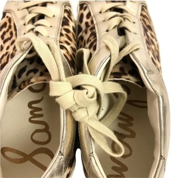 Sam Edelman Leather Leopard Gold Sneakers - Picture 8 of 11
